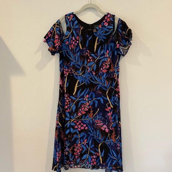 Anthropologie Blue Cold Shoulder Midi Dress - Picture 1 of 8